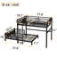Lit superposé double au-dessus d'un lit double en métal avec conversion Loft - séparable en lit mezzanine et lit simple, garde-corps surélevé-819039832-819039830
