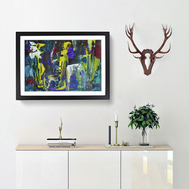 Abstract Art Painting Vol.165 by S.Johnson - Framed Print, Black Framed, 36cm H x 48cm W x 2cm D