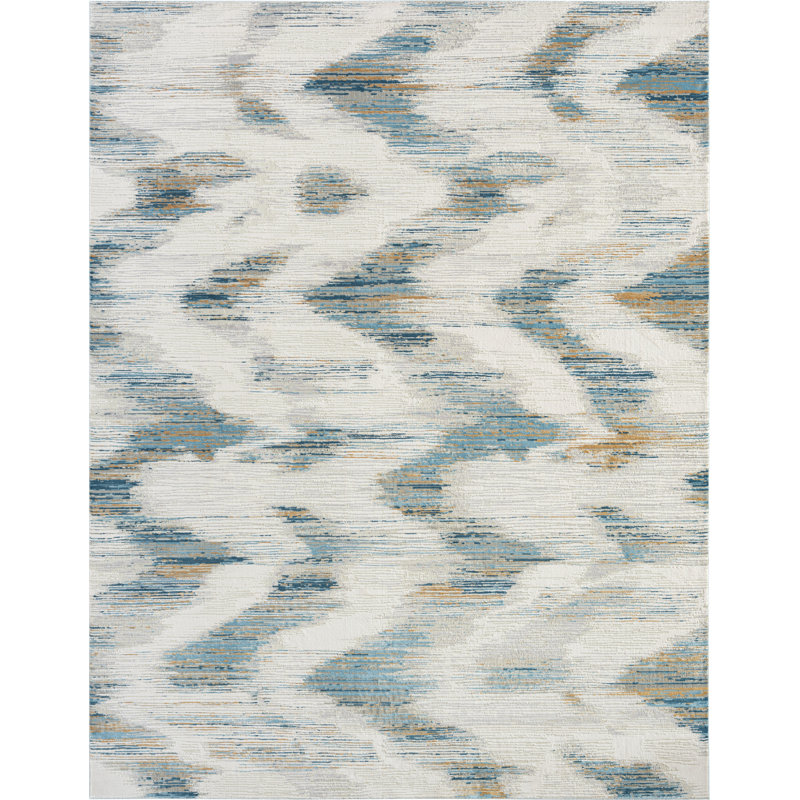 Tapis bleu Bliss Ikat, Rectangle 2 pi x 3 pi