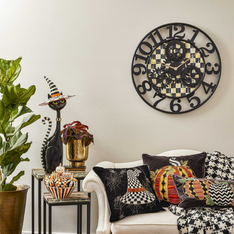 Courtly Check Large Farmhouse Wall Clock, Black/White