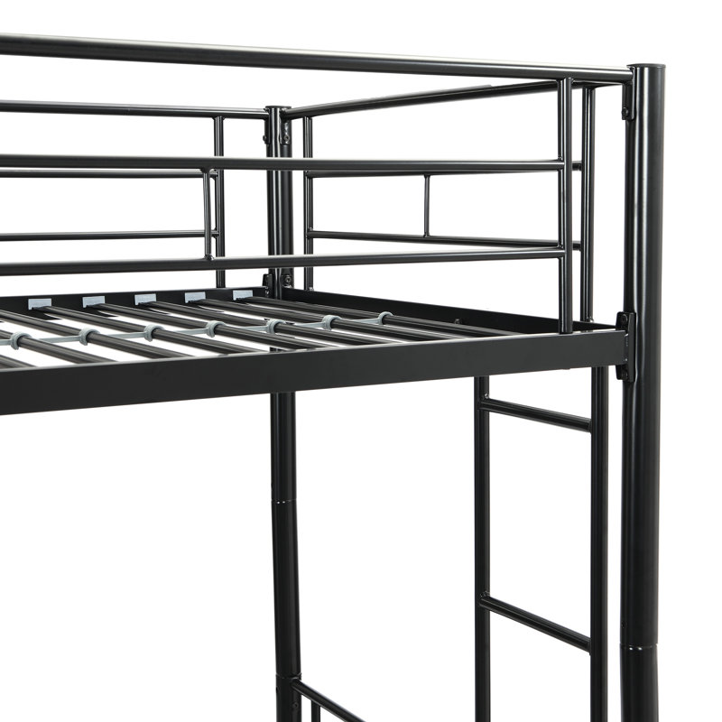 Lit superposé simple en métal noir, économie d'espace dans la chambre à coucher, design et robustesse, fonctionnement silencieux, instructions d'assemblage faciles incluses, aucun sommier requis