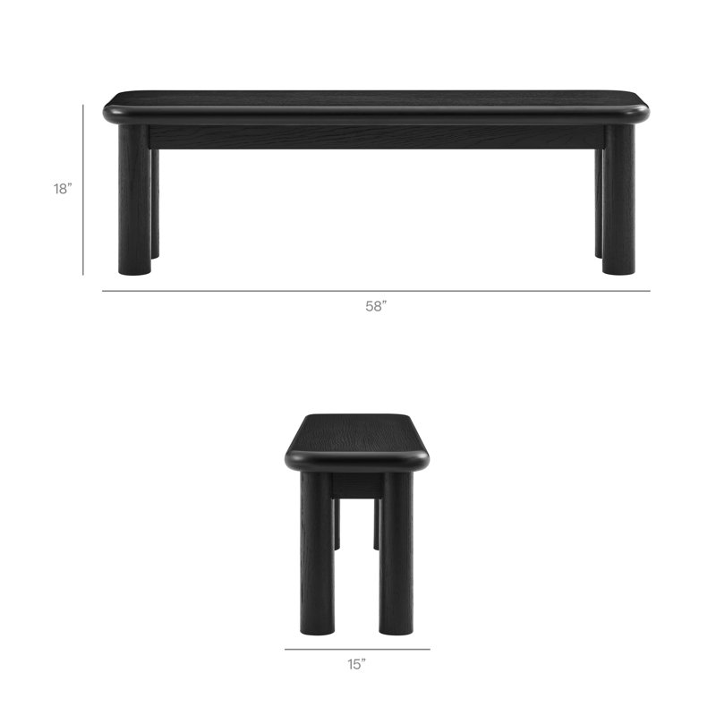 Ensemble de table de salle à manger et de bancs en bois de chêne 3 pièces Alvia