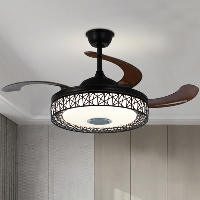 42-inch Black Bird's Nest Style Colorful Bluetooth Fan Light | Remote Control + App Intelligent Control Colorful Dimming