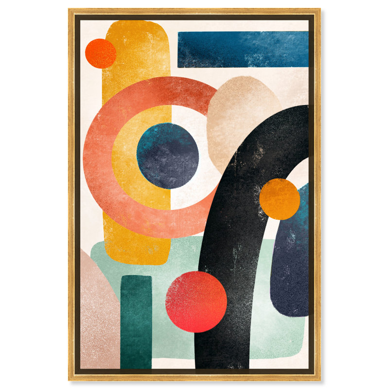 «Bright Shapes», reproduction d'impression sur toile, H 15 po x l 10 po x P 1,5 po, Toile encadrée d'or