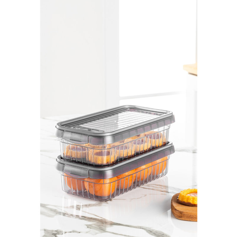 Durable Storage Box Set (3 Pieces), Anthracite Color, 6.0 x 11.6 x 6.0 inches | 100% Plastic, 4.2 Quart Capacity | Dishwasher Safe, Ideal for Organizing Home, Office & Kitchen Spaces, Stackable Design