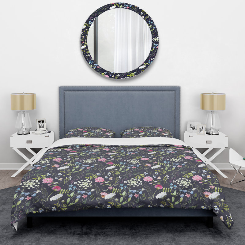 Ensemble de housse de couette en microfibre noir / vert / rose 3 pièces