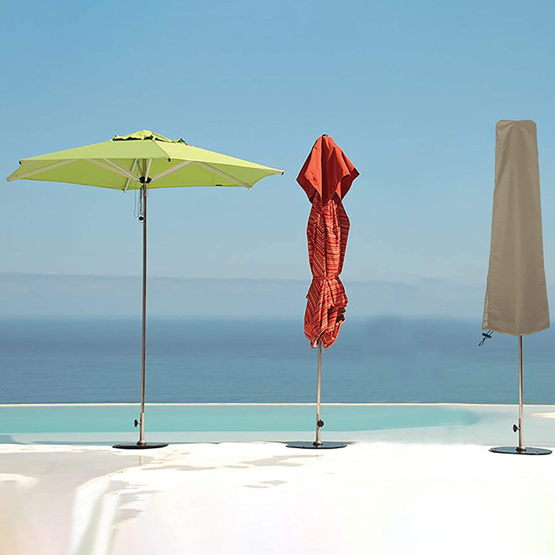 Heavy-Duty Patio Outdoor Waterproof Umbrella Cover, Windproof UV-Resistant Market Parasol Cover, Beige