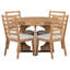 Table à rallonge ronde extensible pour 4, 5 pièces de style rétro avec base géométrique et finition naturelle pour 4 personnes, quatre chaises de table
