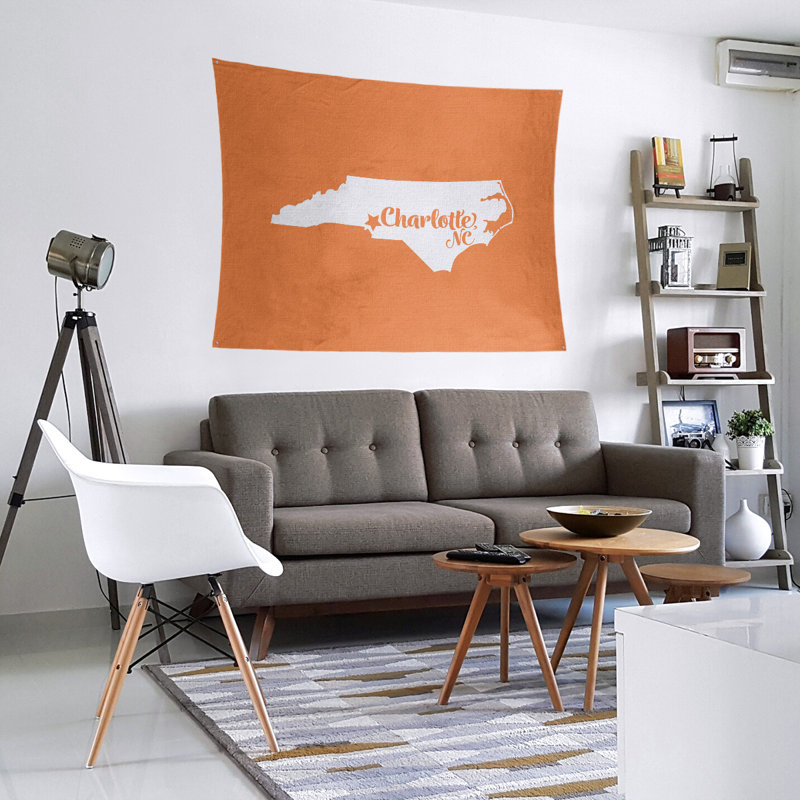 Tapisserie Charlotte, Caroline du Nord, H 27,5 po x l 37,5 po, Orange