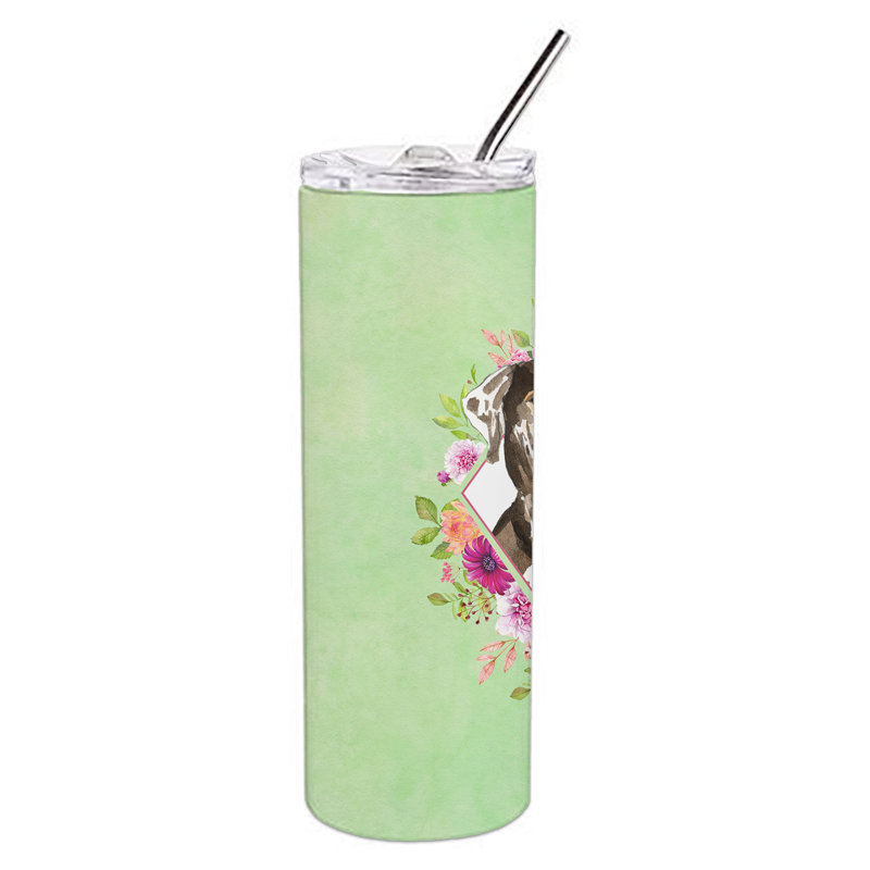 E23BF9F8391D466E9CA4F8DFEBD9A7DB de verre 20 oz à double paroi en acier inoxydable chiot, Chien Léopard Catahoula, Vert