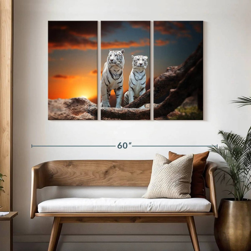 Brampt Wild White Tigers, 32" H x 50" W