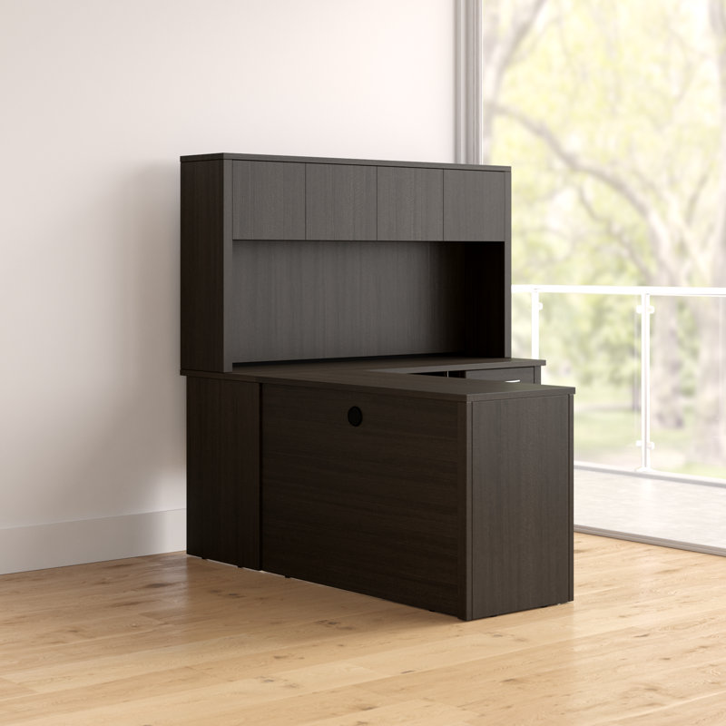 Ornello L-Shaped Computer Desk, Dark Chocolate
