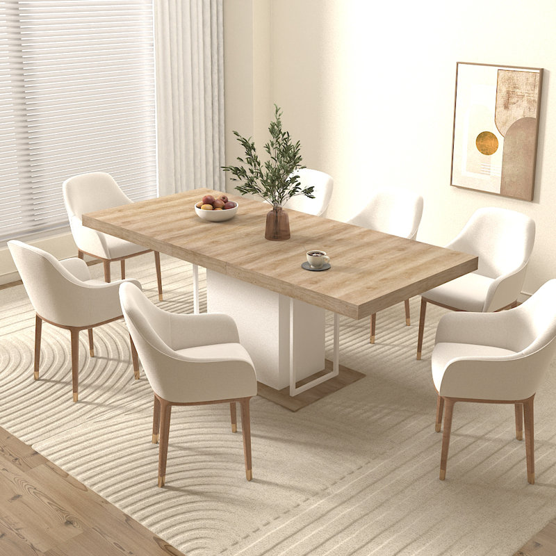 Table de salle à manger rectangulaire extensible pour 6 à 10 personnes en bois vieilli 160 à 200 cm