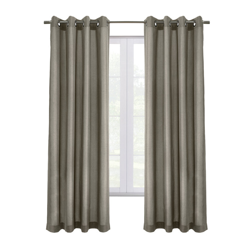 Danalynn Linen Solid Max Blackout Grommet Single Curtain Panel, 52" W x 95" L, Light Gray