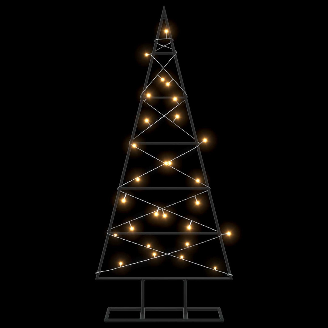 Vidaxl Metal Christmas Tree With Stand Kuopio 90 Cm Warm White Steel - Black, Black - Image 3