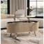 Table basse ovale à plateau relevable de 42,5 po avec rangement, table centrale en chêne de style Mid-Century avec panneau cannelé, pieds en bois massif et compartiment caché pour le salon-1425173870