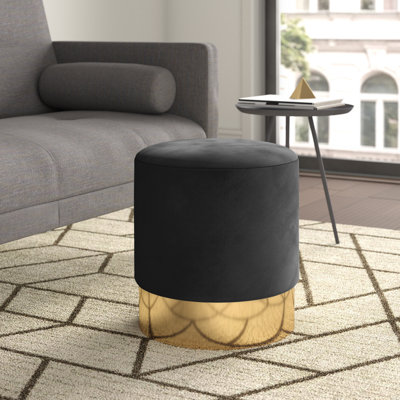 Aine 39cm Wide Velvet Round Solid Colour Standard Ottoman