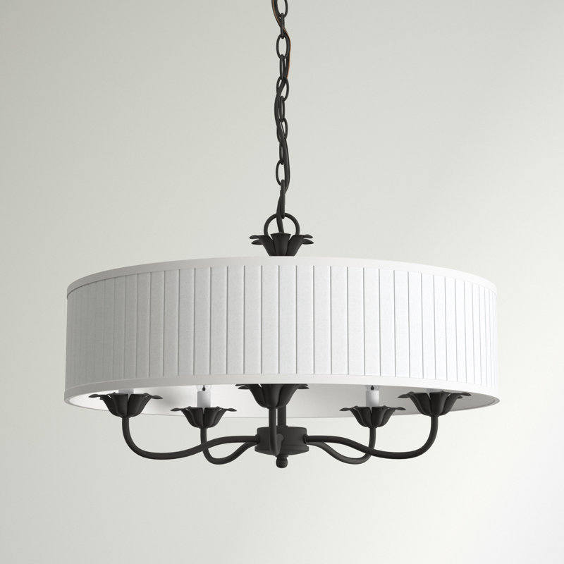Lustre tambour 5 lumières à abat-jour Lamotte, Noir