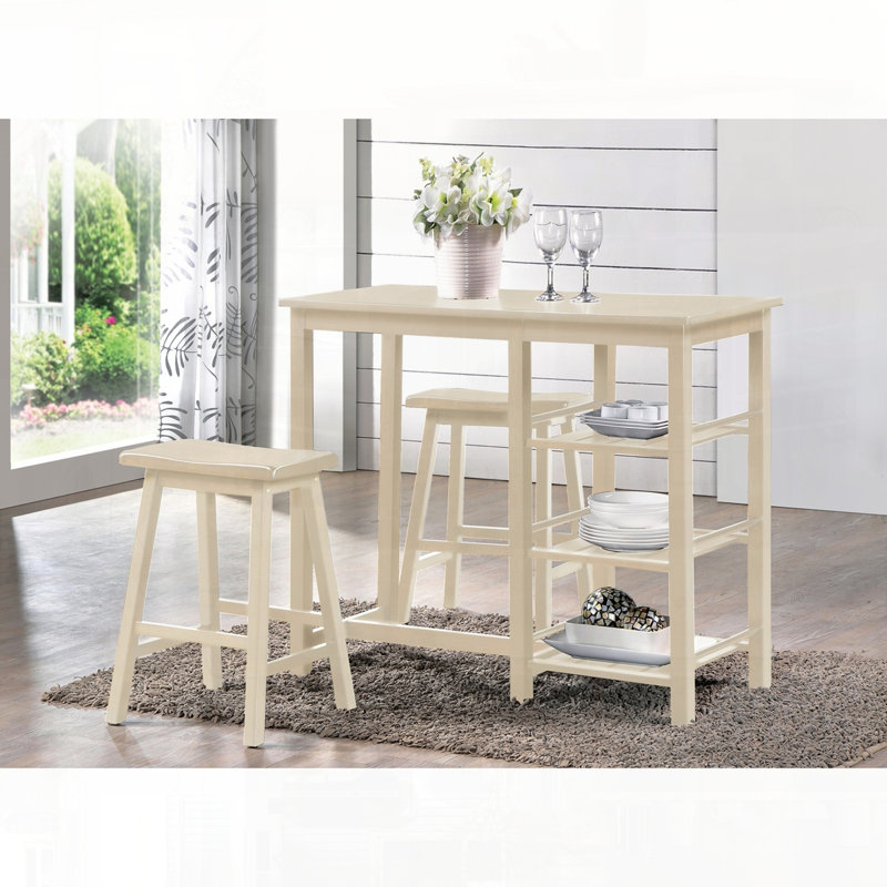 Ensemble trois pièces à hauteur de comptoir en bois et placage