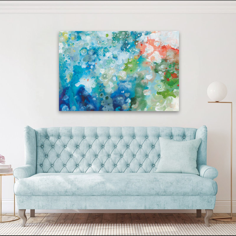 Art abstrait abstrait et bleu, H 40 po x l 60 po