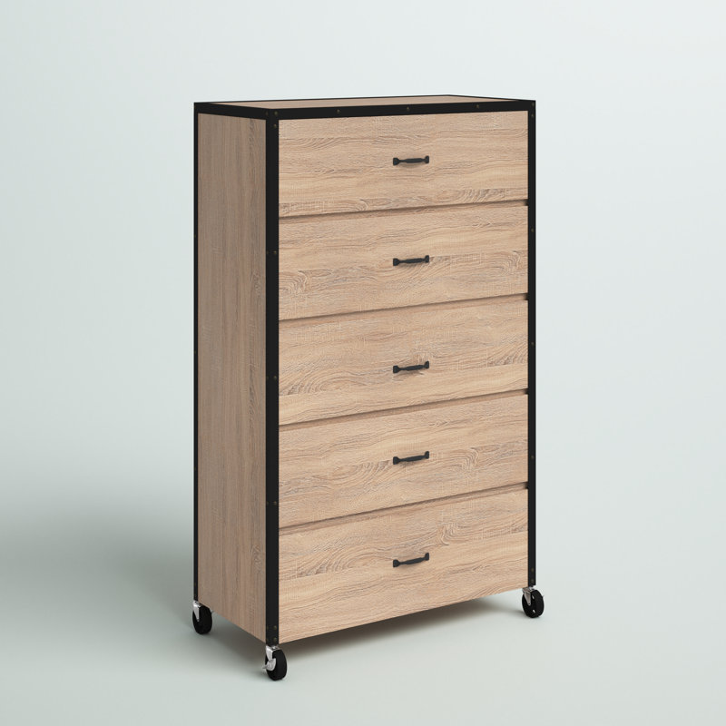 Commode à 5 tiroirs Muskego, Brun chêne vieilli clair