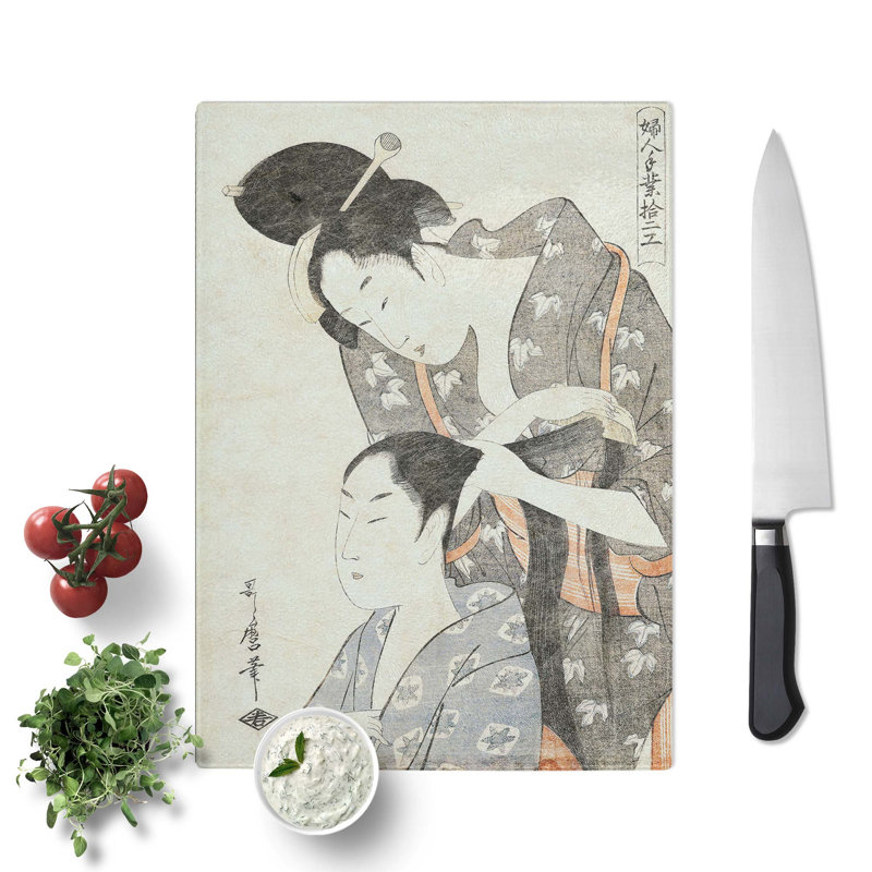 Tempered Glass Hairdresser by Kitagawa Utamaro Chopping Board, 39cm W x 28.5cm L