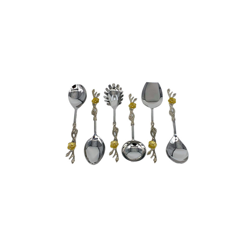 Gilcrease 6 Piece Stainless Steel Hostess Set, Silver/Gold