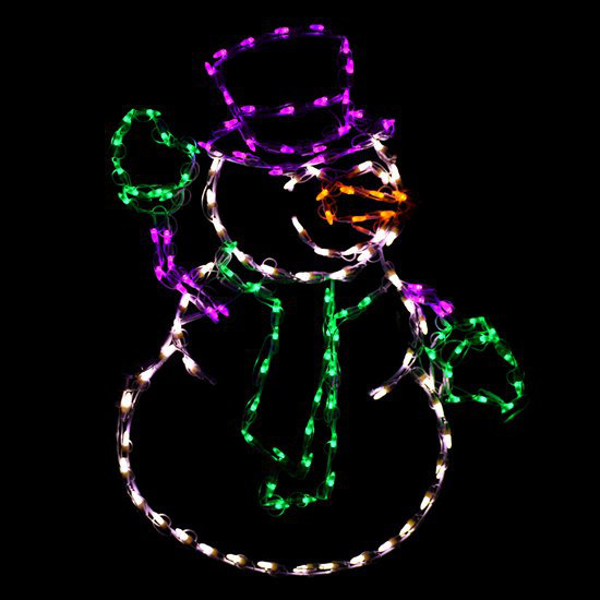 Présentoir lumineux en forme de bonhomme de neige