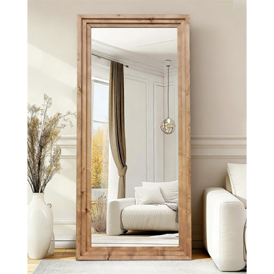 Full-Length Mirror With Stand – Solid Wood Frame Floor Mirror, Freestanding Or Wall-Mounted For Living Room, Bedroom, Or Dressing Area