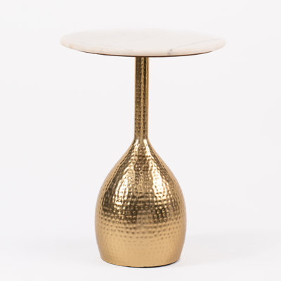 Modern Round Marble Top Side Table 