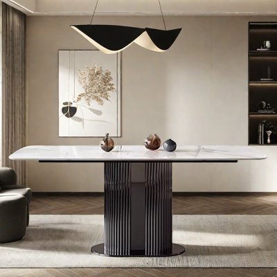 High-end bright rectangular dining table