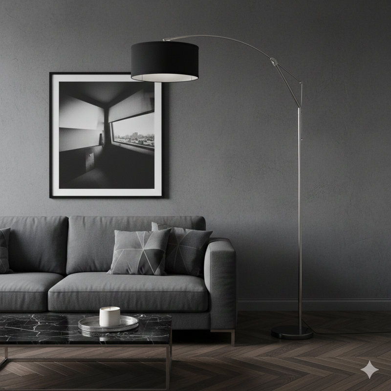 Arche noire de 81 po avec lampe de plancher ajustable (1 PC / RTC) (3.03 / 24.96)