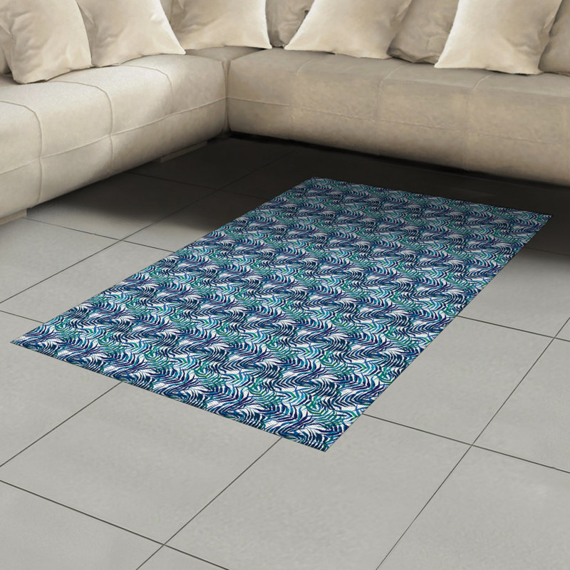 Tapis décoratif à haute densité en fibres de polyester Palm Leaf, Rectangle— 4 pi x 5 pi 8 po