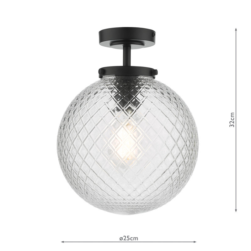 Pradep Glass Flush Mount, Matt Black