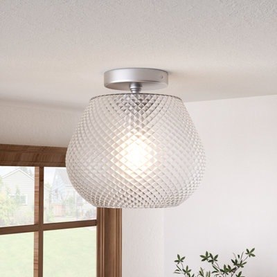 Plafonnier semi-encastré en nickel brossé moderne simple 9,75 po Ruthila pour salon / chambre à coucher