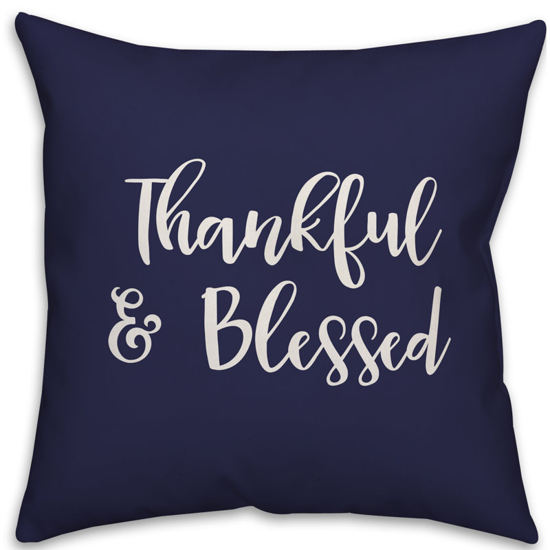  Oreiller «Thankful and Blessed», Bleu marine, Housse de coussin