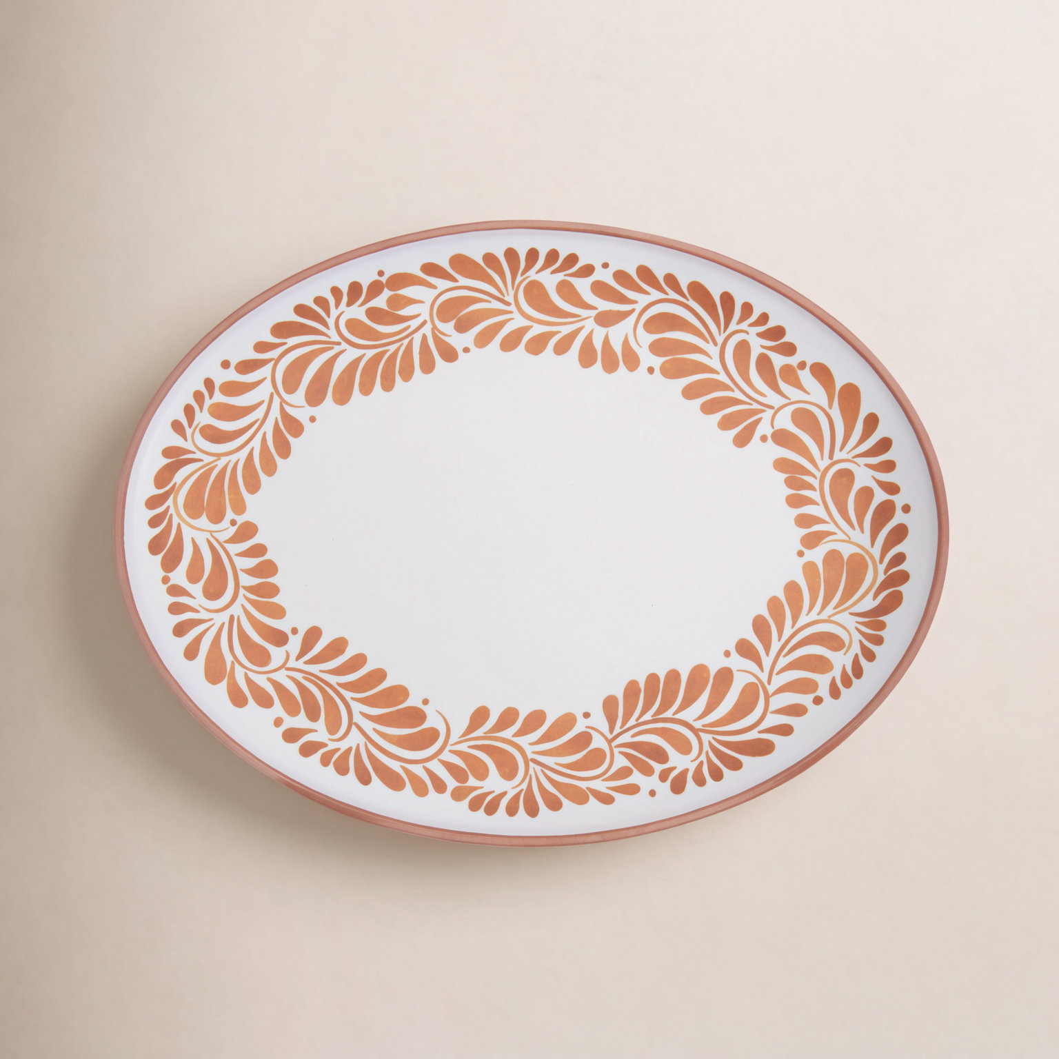 INFUSE Lebrillo Platter, White/Orange