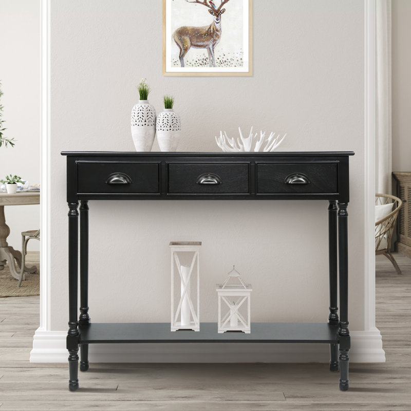 Pearsall 39.5'' Solid Wood Console Table, Black