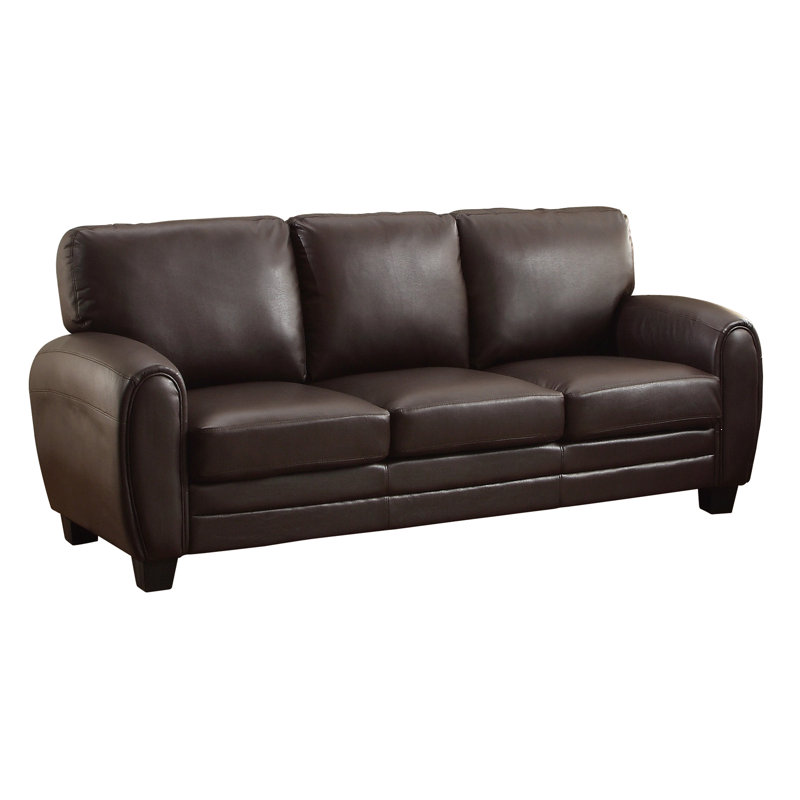 Coombs 85" Modern & Contemporary Faux Leather Sofa - Faux leather Sofa, Modern Round Arm Design, Supportive Foam Padded Cushions