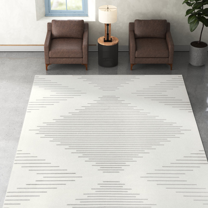 Tapis gris et ivoire Cohutta, Rectangle 7 pi 10 po x 10 pi