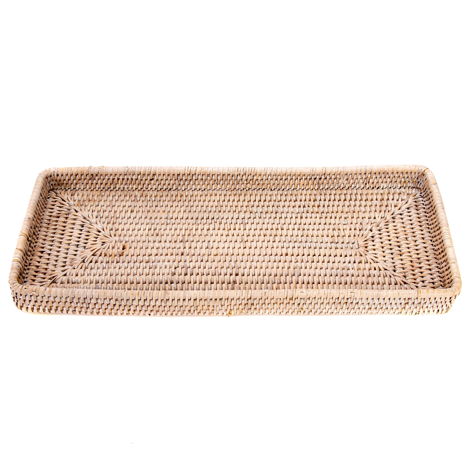 Artifacts Rattan Rectangular Vanity Tray, White Wash