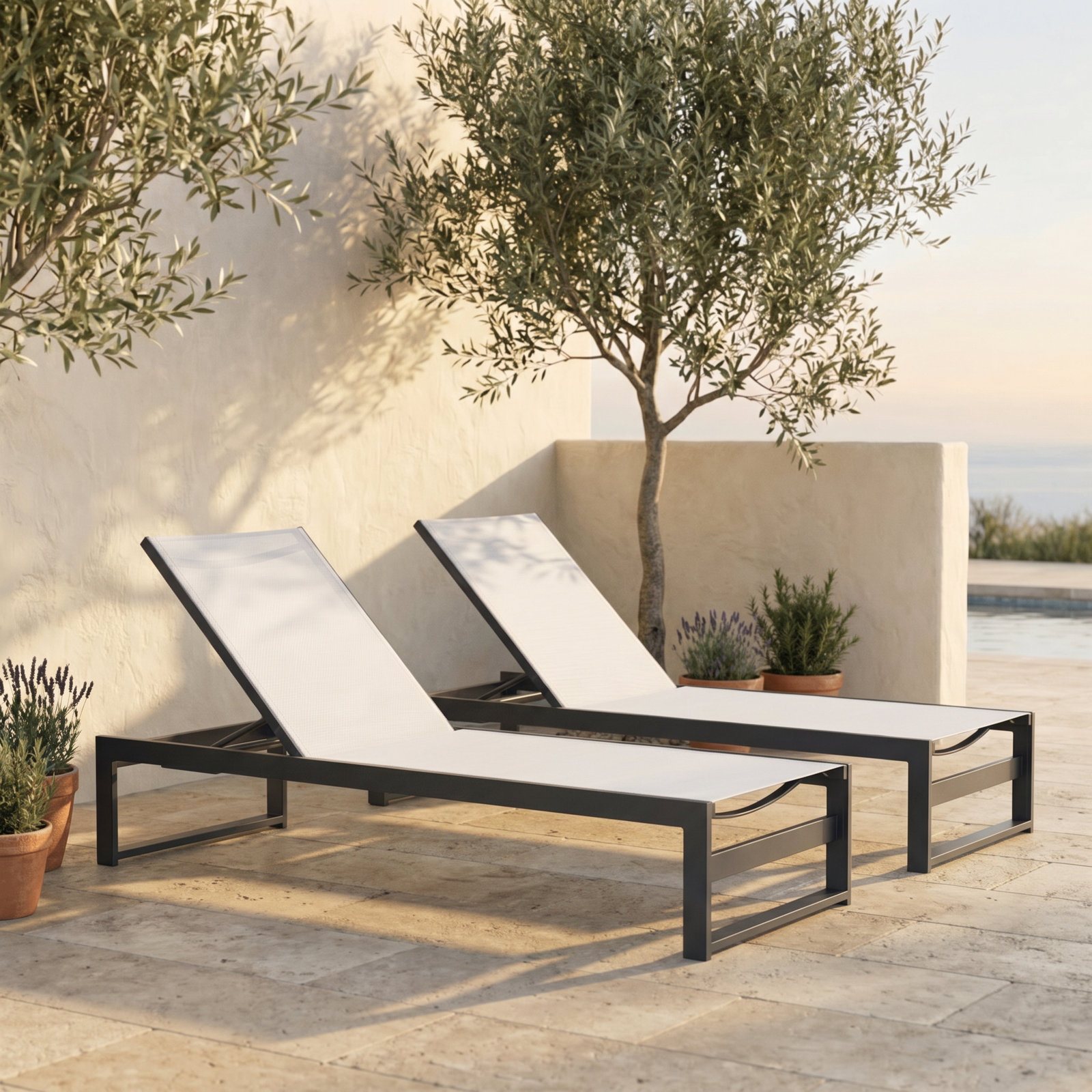 Howe 26" Patio Chaise Lounge Set, White