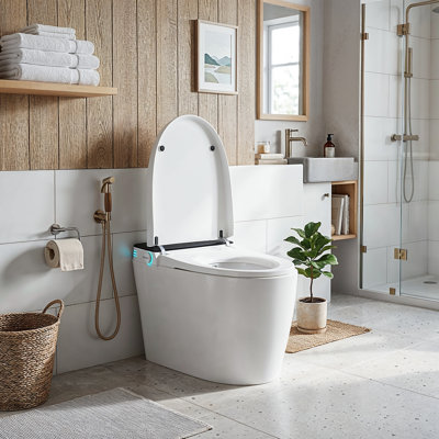Smart Toilet With Auto-Flush, Heated Seat & Bidet Function, UV-C Self-Cleaning Nozzle, Warm Air Dryer, And Multiple Safety Protection