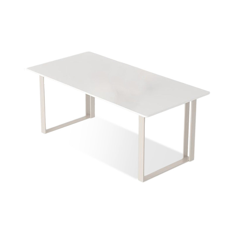 Modern White Rectangular Solid Wood Dining Table, 29.53"H x 55.12"L x 31.5"W
