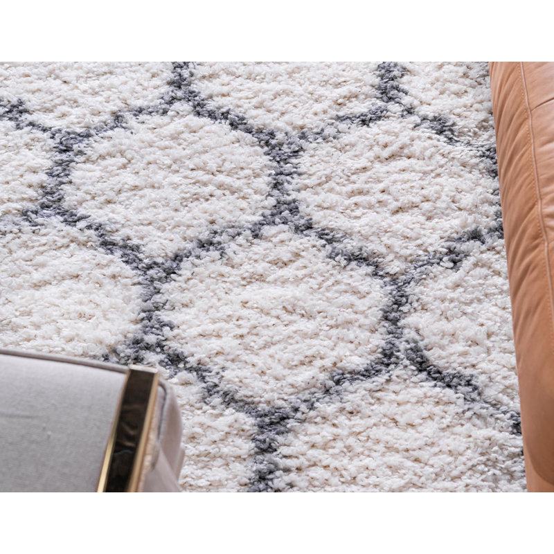 Burman Geometric Shag Area Rug, Rectangle 152 x 244cm