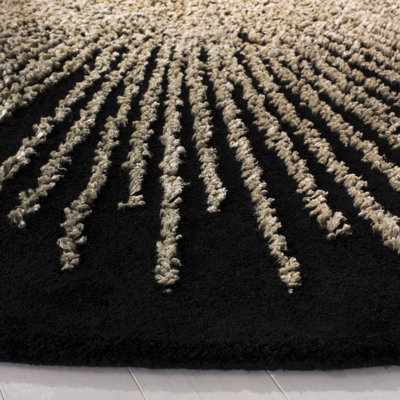 Tapis noir / beige en laine touffetée à la main Olivarria