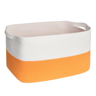 Ebern Designs 16" Tall Cotton Rope Storage Basket - 62L Large Woven Laundry Hamper for Blankets, Toys & Nursery, Foldable Decorative Bin with Reinforced Handles