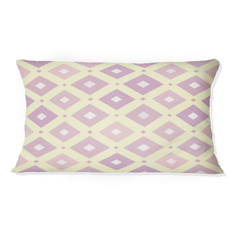 Motif lombaire géométrique rose et beige lilas, H 12 po x l 20 po, Forme rectangulaire