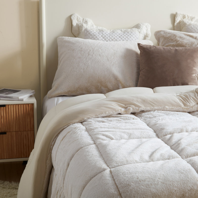 Polyester Baffle Box Stitch Comforter Set, Blue, King Comforter + 2 Standard Shams