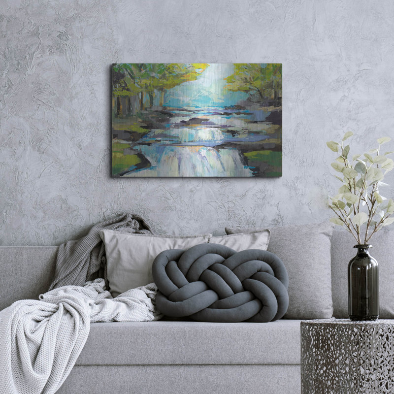 Lark Manor ™ «Waterfall» par Jeanette Vertentes, art mural en métal, H 24 po x l 36 po